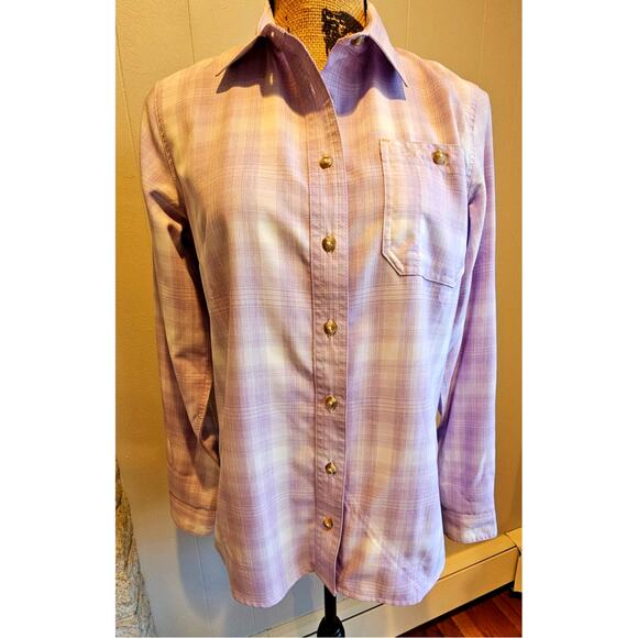 Orvis Purple White Work Flat Creek Button Up Shirt Blouse, New. Woman's Sz S - Picture 1 of 10